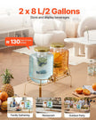 VEVOR Beverage Dispenser, 2 Pack 2 Gallon Drink Dispensers for Parties, Glass Juice Dispenser with Metal Stand, Stainless Steel Spigot, Infuser, Iced Tea Lemonade Juice Water Dispensers for Parties