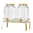 VEVOR Beverage Dispenser, 2 Pack 2 Gallon Drink Dispensers for Parties, Glass Juice Dispenser with Metal Stand, Stainless Steel Spigot, Infuser, Iced Tea Lemonade Juice Water Dispensers for Parties