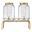 VEVOR Beverage Dispenser, 2 Pack 2 Gallon Drink Dispensers for Parties, Glass Juice Dispenser with Metal Stand, Stainless Steel Spigot, Infuser, Iced Tea Lemonade Juice Water Dispensers for Parties