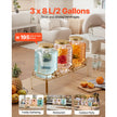 3-Jar Glass Beverage Dispenser Set with Stand – Party Drink Station (6 Gallon Total Capacity)