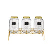 3-Jar Glass Beverage Dispenser Set with Stand – Party Drink Station (6 Gallon Total Capacity)