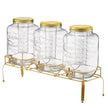 3-Jar Glass Beverage Dispenser Set with Stand – Party Drink Station (6 Gallon Total Capacity)