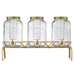 3-Jar Glass Beverage Dispenser Set with Stand – Party Drink Station (6 Gallon Total Capacity)