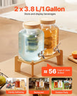 VEVOR Drink Dispenser 1 Gal Beverage Dispenser for Parties Glass with Stand 2PCS
