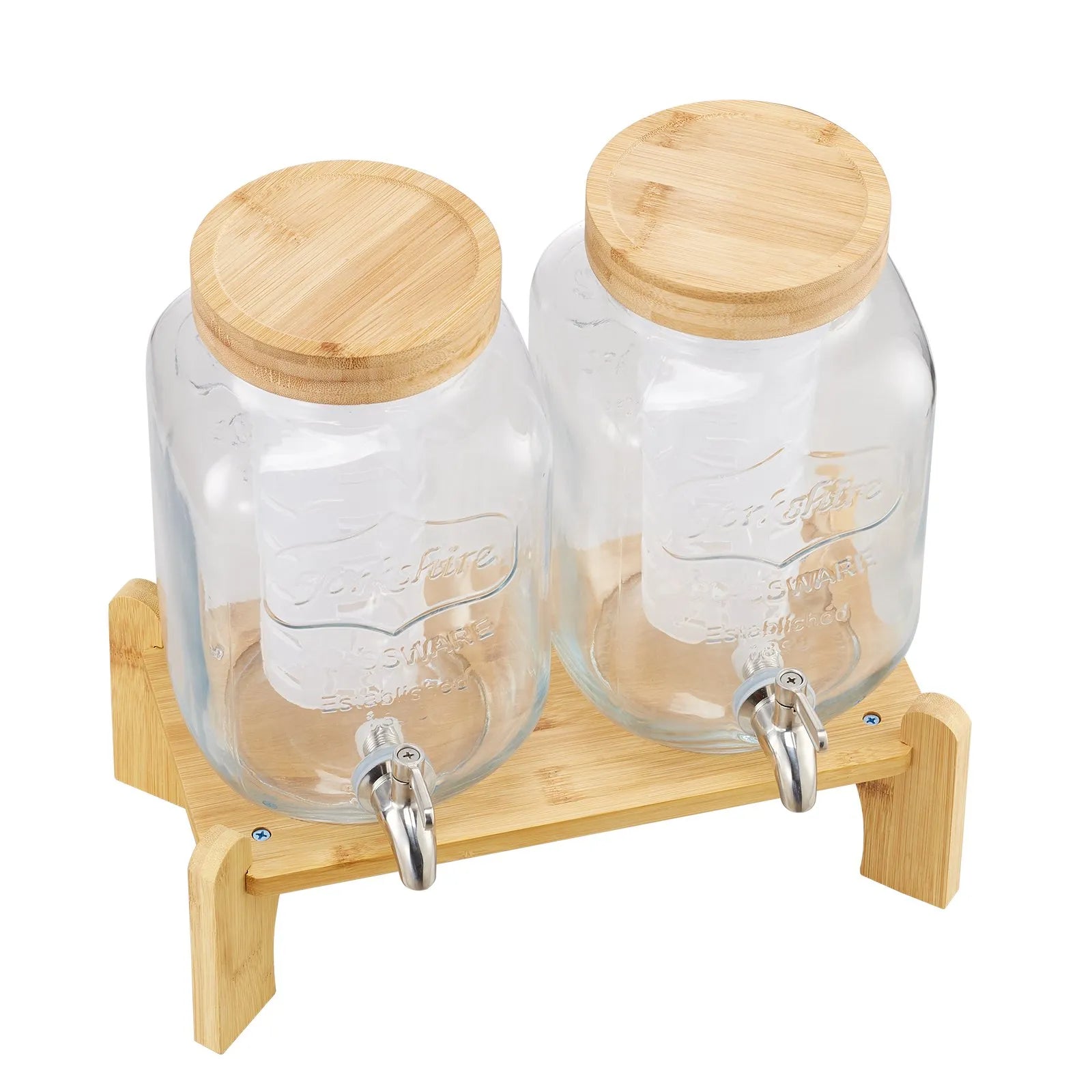 VEVOR Drink Dispenser 1 Gal Beverage Dispenser for Parties Glass with Stand 2PCS