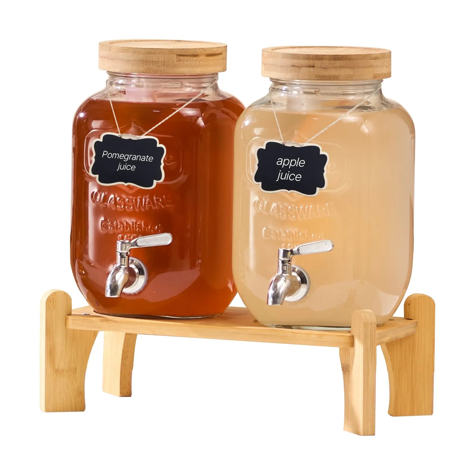 VEVOR Drink Dispenser 1 Gal Beverage Dispenser for Parties Glass with Stand 2PCS