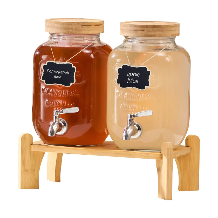 VEVOR Drink Dispenser 1 Gal Beverage Dispenser for Parties Glass with Stand 2PCS