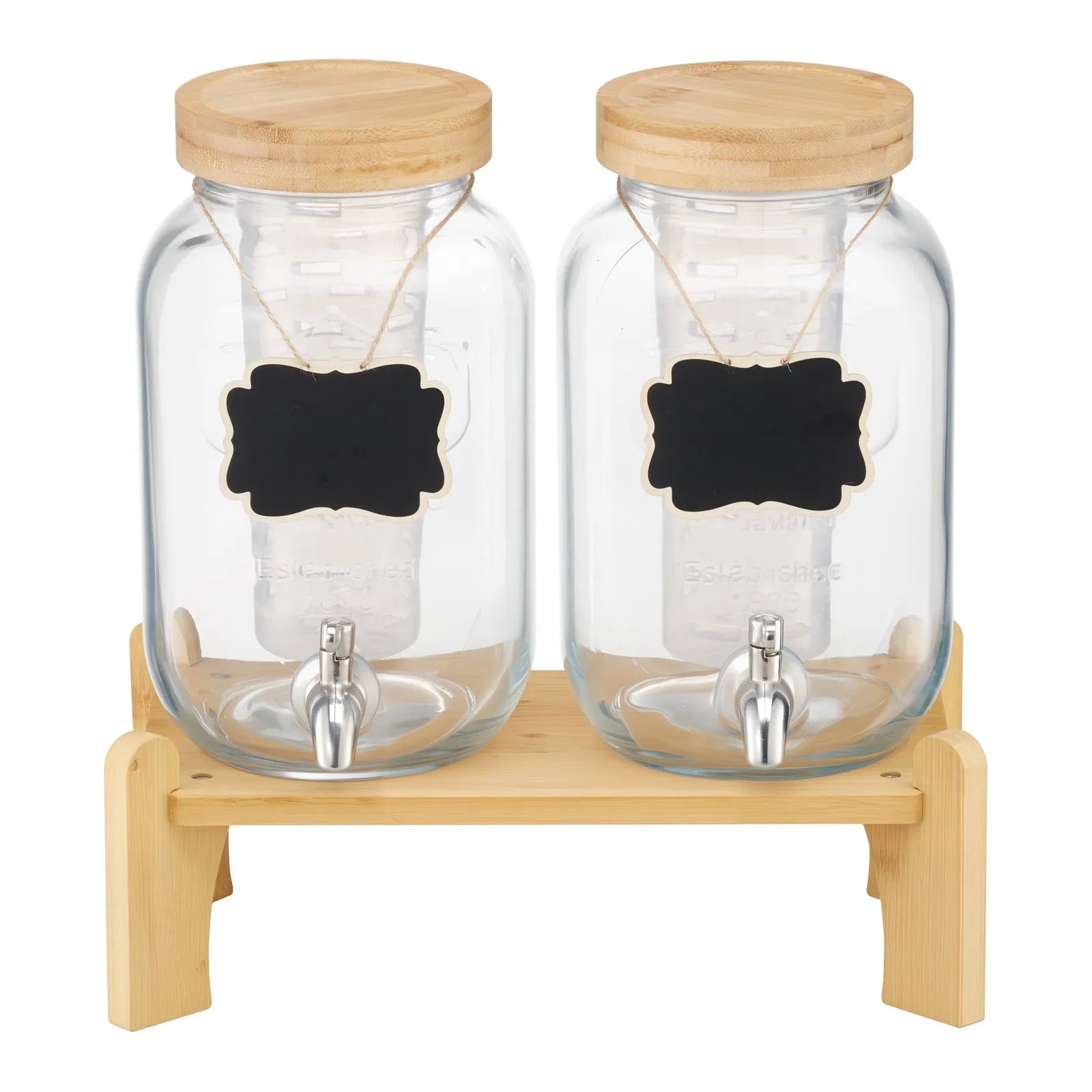 VEVOR Drink Dispenser 1 Gal Beverage Dispenser for Parties Glass with Stand 2PCS