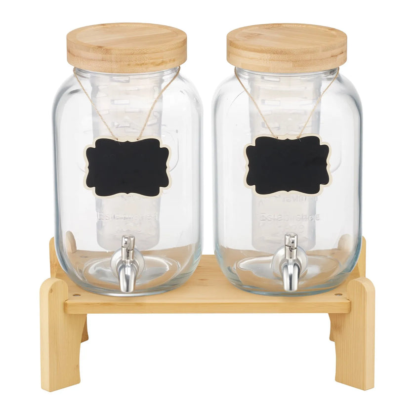 VEVOR Drink Dispenser 1 Gal Beverage Dispenser for Parties Glass with Stand 2PCS
