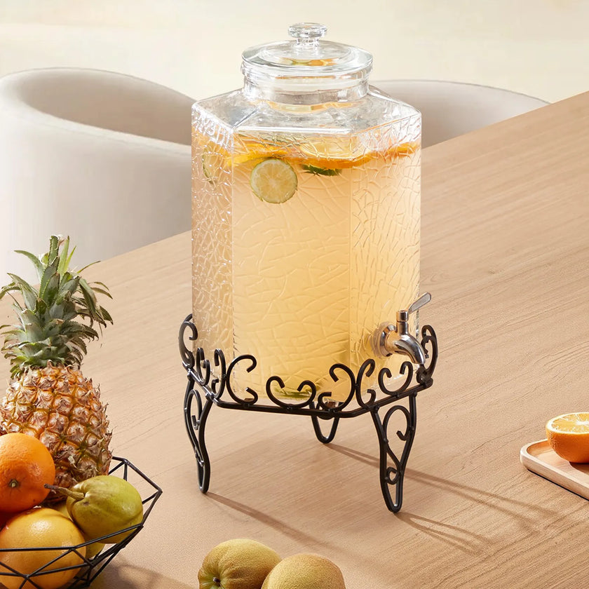 VEVOR Drink Dispenser 2.5 Gal Beverage Dispenser for Parties Glass with Stand