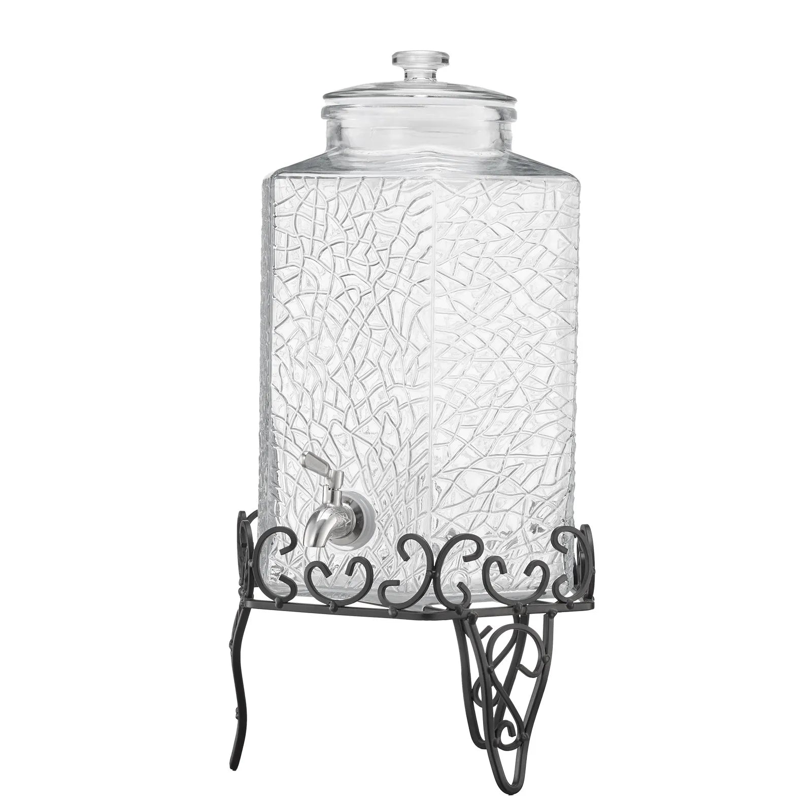 VEVOR Drink Dispenser 2.5 Gal Beverage Dispenser for Parties Glass with Stand
