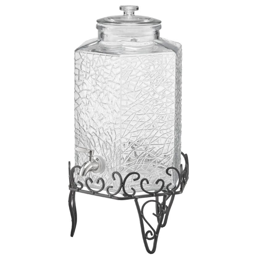VEVOR Drink Dispenser 2.5 Gal Beverage Dispenser for Parties Glass with Stand