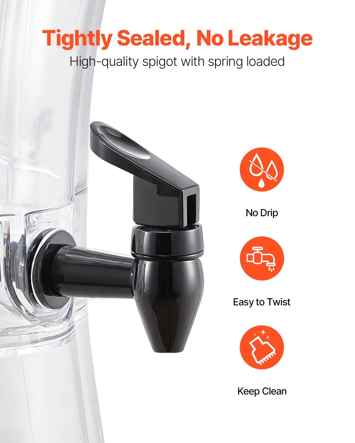 VEVOR Drink Dispenser 3.4 Gal Beverage Dispenser for Parties Plastic with Spigot