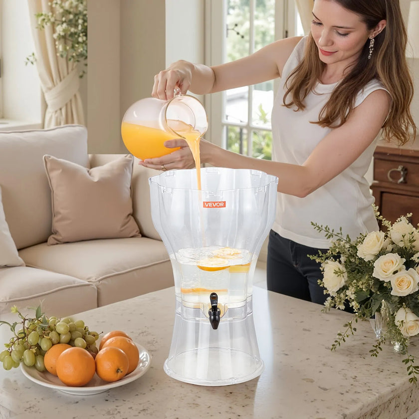 VEVOR Drink Dispenser 3.4 Gal Beverage Dispenser for Parties Plastic with Spigot