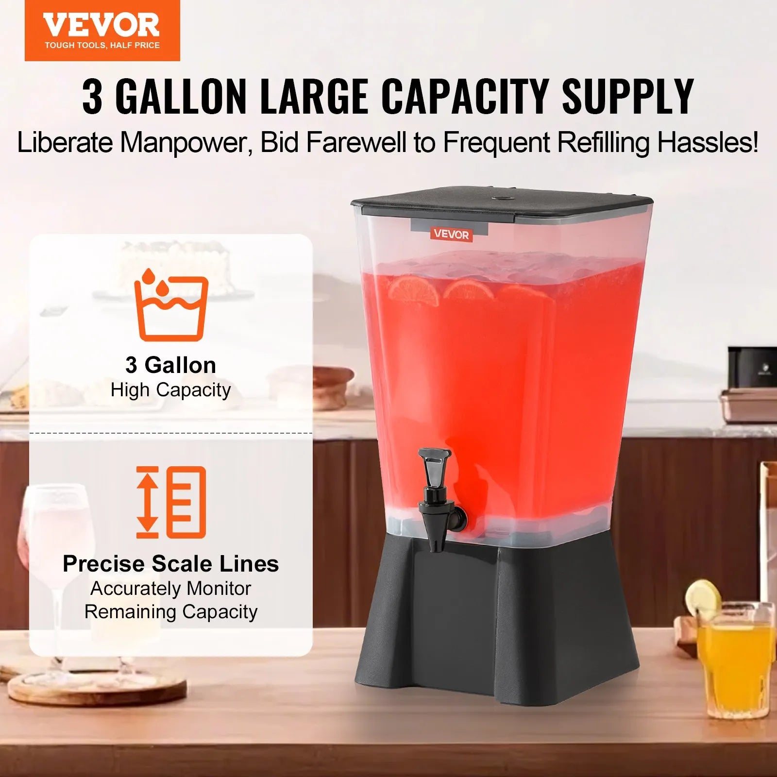 VEVOR Drink Dispenser 5 Gal Beverage Dispenser for Parties Plastic with Spigot