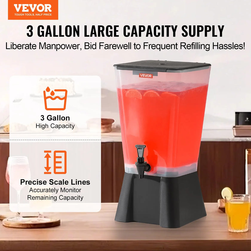 VEVOR Drink Dispenser 5 Gal Beverage Dispenser for Parties Plastic with Spigot