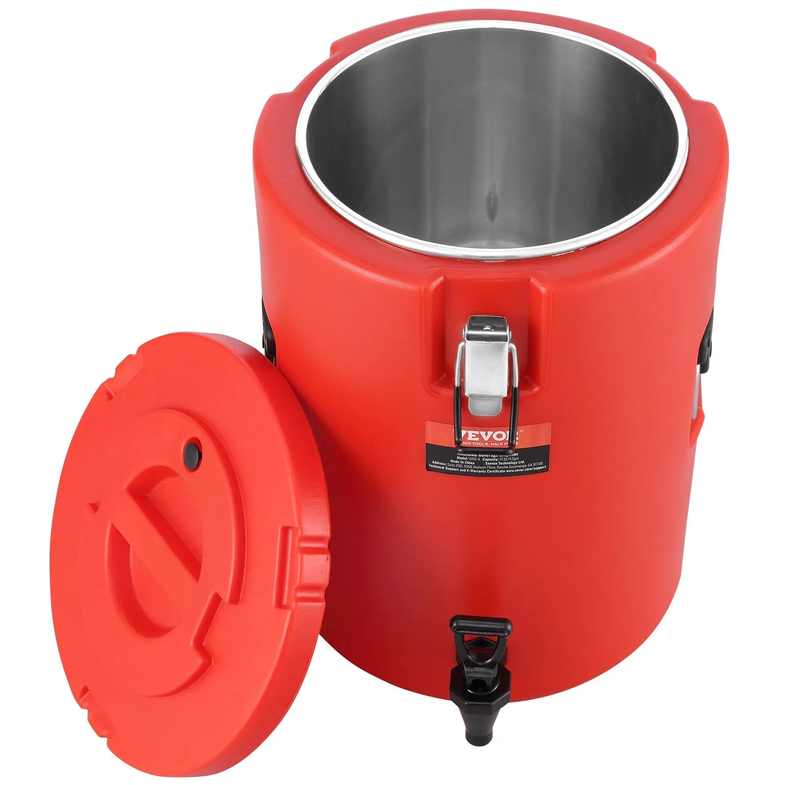 VEVOR Stainless Steel Insulated Beverage Dispenser, 4.5 Gallon 17.2 Liter, Thermal Hot and Cold Drink Server Dispenser with Spigot Handle, Food-grade for Hot Tea Coffee Water Restaurant Drink Shop