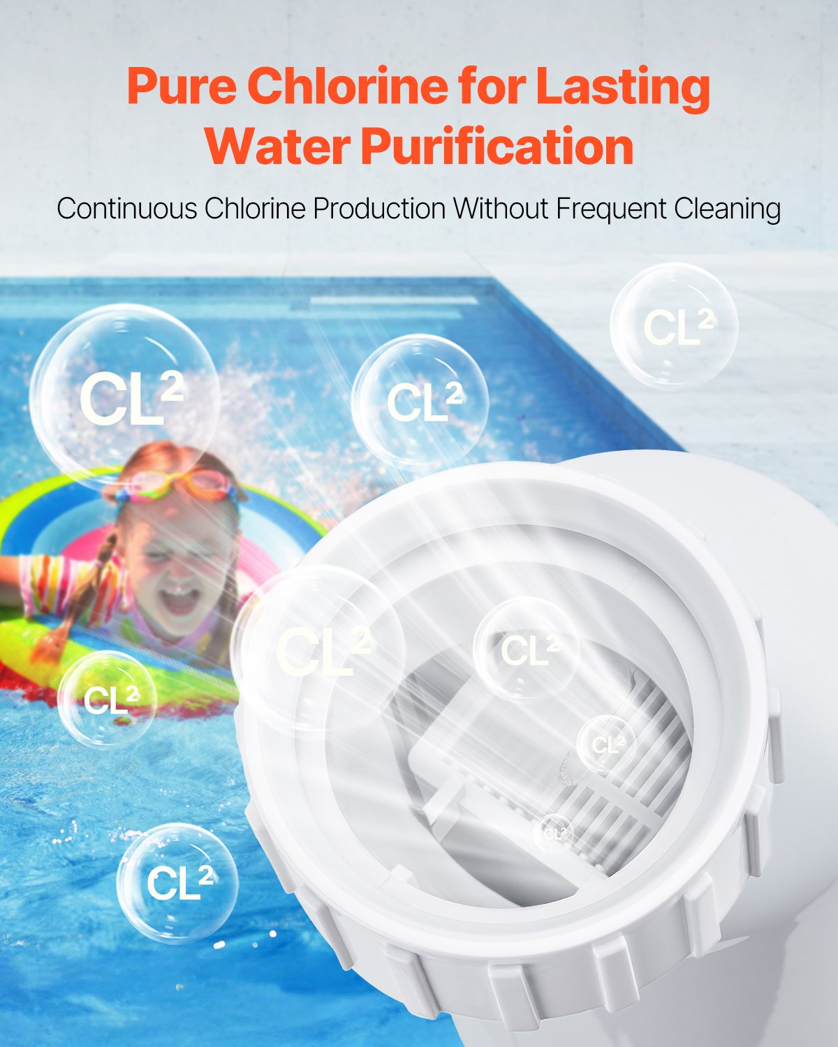 VEVOR Salt Water Chlorinator System W3T-Cell-3 for In-Ground Pool 15000 Gallons
