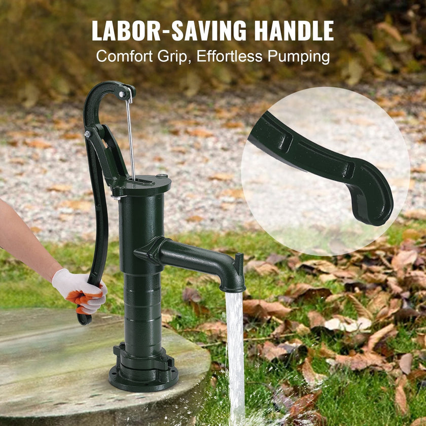 VEVOR Antique Well Hand Pitcher Pump, 22 ft Maximum Lift, Cast Iron Manual Hand Water Pump with Ergonomic Handle G1-5/8