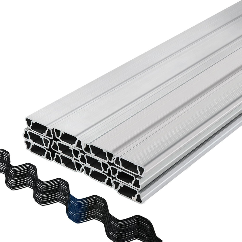 VEVOR Spring Wire and Lock Channel,6.56ft Spring Lock & U-Channel Bundle for Greenhouse, 20 Packs PE Coated Spring Wire & Aluminum Alloy Channel, Plastic Poly Film or Shade Cloth Attachment w/Screws