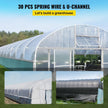 VEVOR Spring Wire and Lock Channel, 6.56ft Spring Lock & U-Channel Bundle for Greenhouse, 30 Packs PE Coated Spring Wire & Aluminum Alloy Channel, Plastic Poly Film or Shade Cloth Attachment with Scre