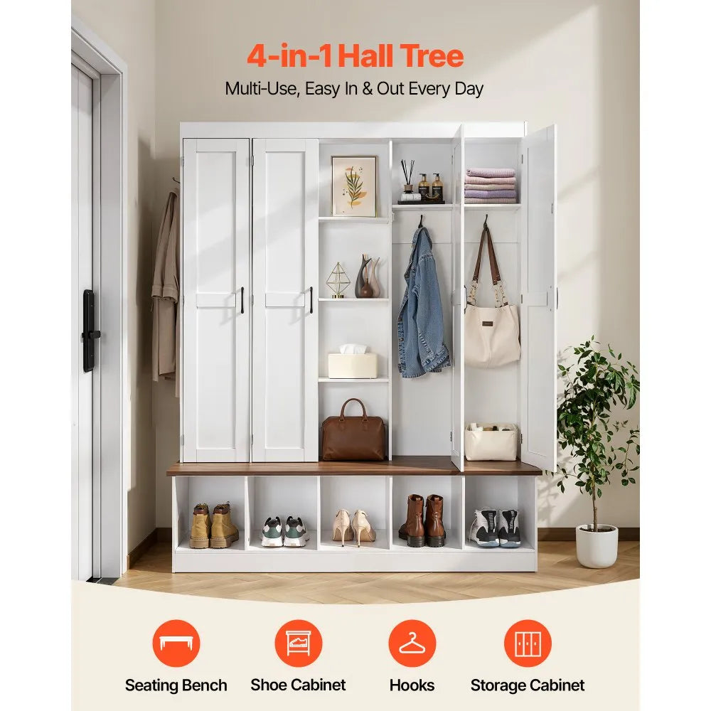 Hall Tree with Bench and Shoe Storage | 63