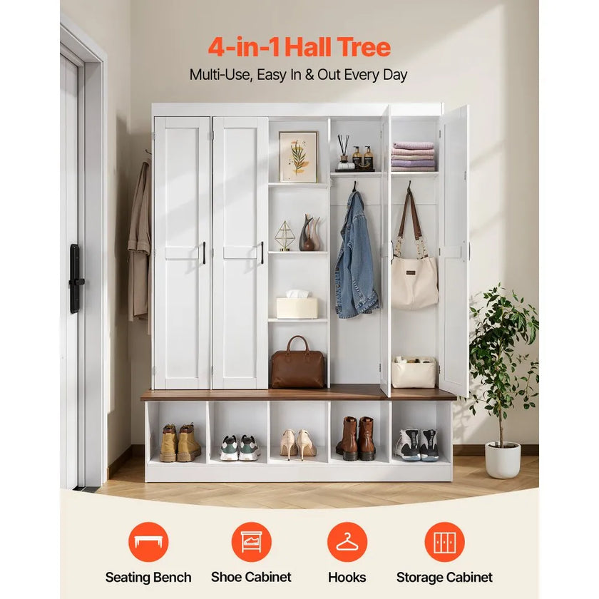 Hall Tree with Bench and Shoe Storage | 63