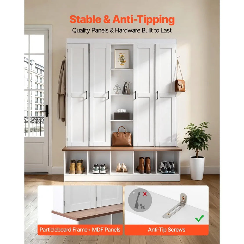 Hall Tree with Bench and Shoe Storage | 63