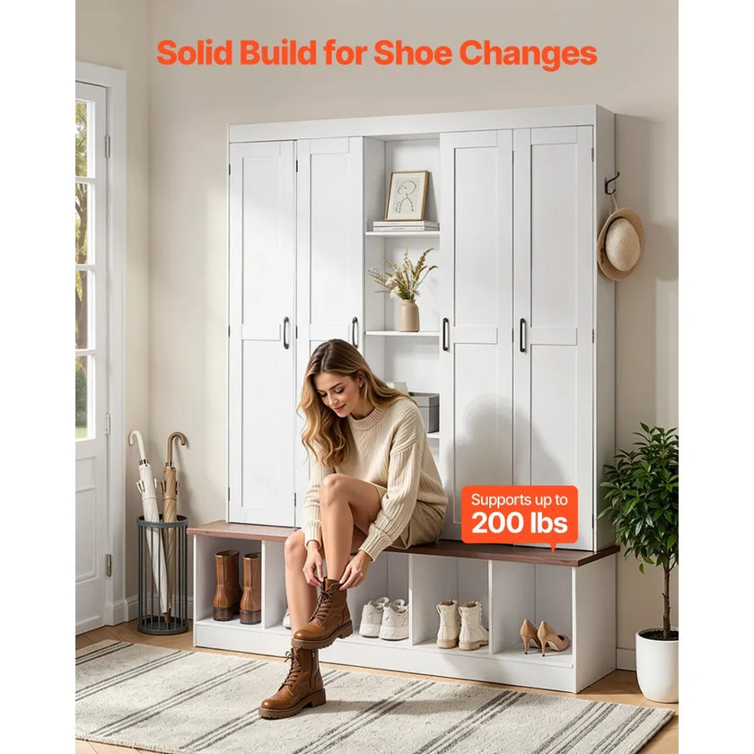 Hall Tree with Bench and Shoe Storage | 63