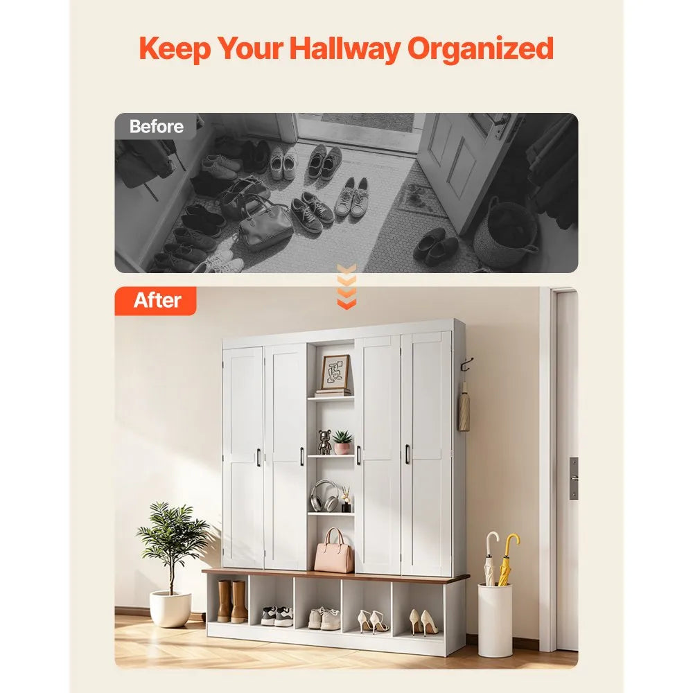 Hall Tree with Bench and Shoe Storage | 63