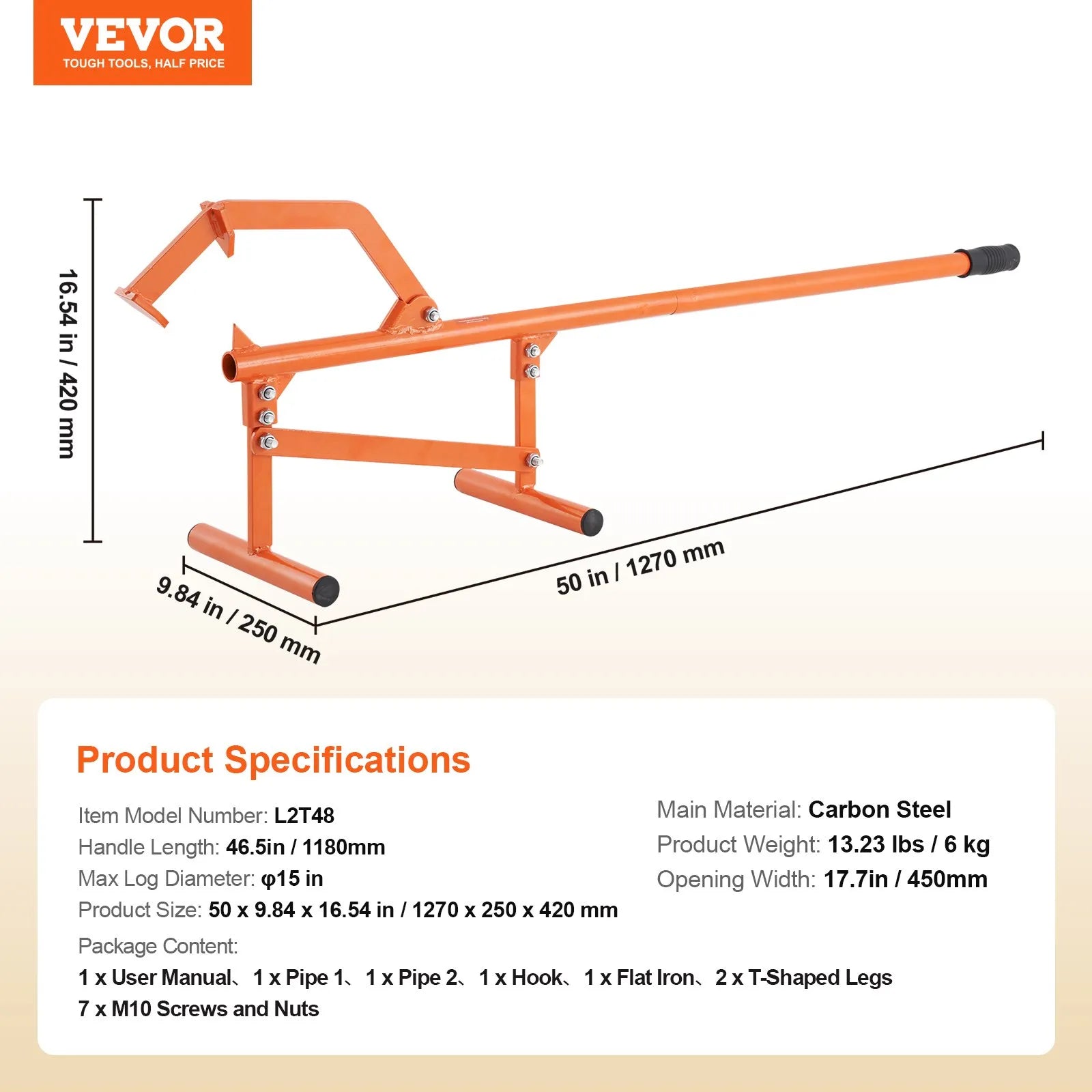VEVOR Timberjack 46.5 in Heavy Duty Log Lifter for Max 15