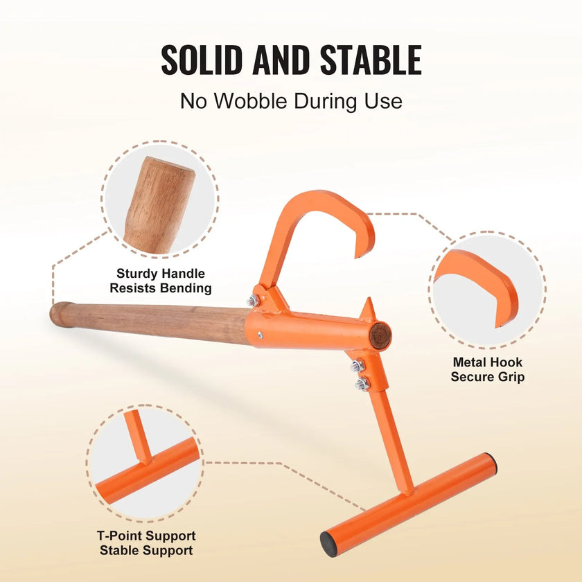 VEVOR Timberjack 46.5 in Heavy Duty Log Lifter Wooden Handle for Max 15