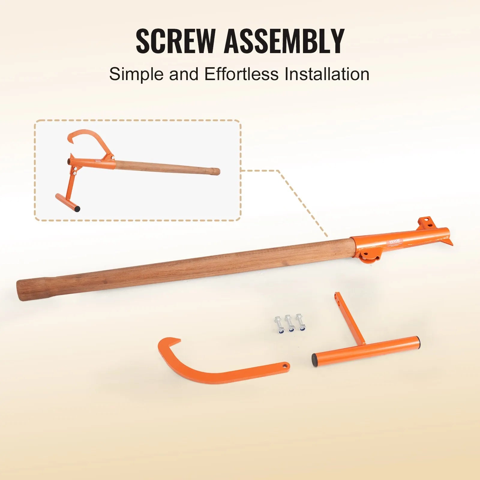 VEVOR Timberjack 46.5 in Heavy Duty Log Lifter Wooden Handle for Max 15
