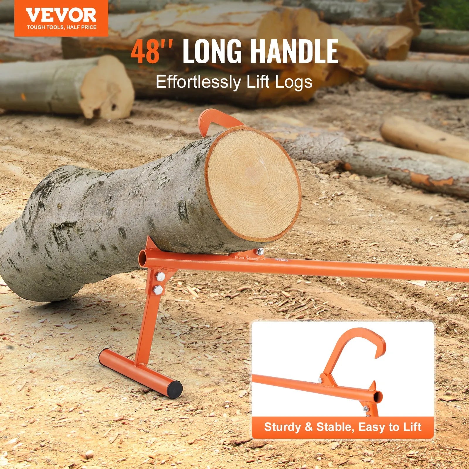 VEVOR Timberjack 46.5 in Heavy Duty Log Lifter Metal Handle for Max 15