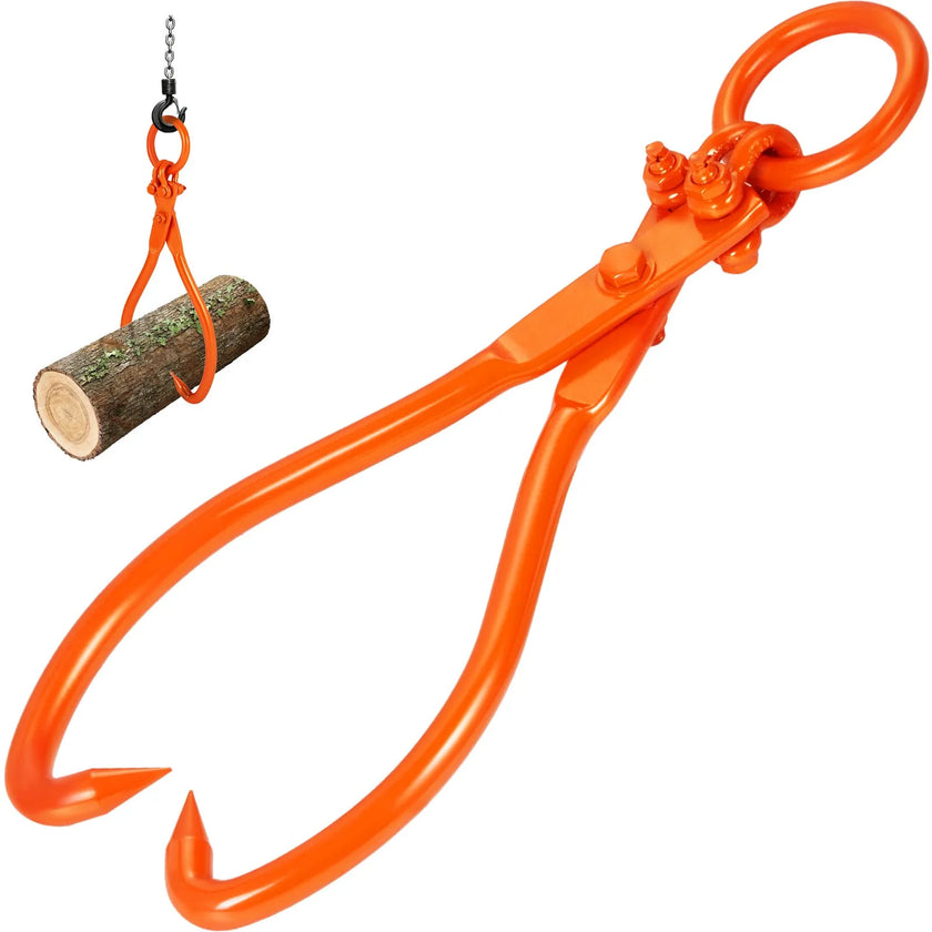 VEVOR Log Skidding Tongs, 18 inch 2 Claw Log Lifting Tongs, Heavy Duty Steel Lumber Skidding Tongs, 772 lbs/350 kg Loading Capacity, Log Lifting, Handling, Dragging & Carrying Tool