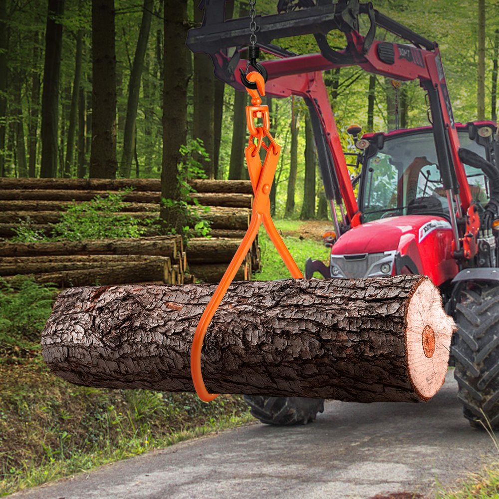 VEVOR Log Skidding Tongs, 32 inch 2 Claw Log Lifting Tongs, Heavy Duty Rotating Steel Lumber Skidding Tongs, 1543 lbs/700 kg Loading Capacity, Log Lifting, Handling, Dragging & Carrying Tool