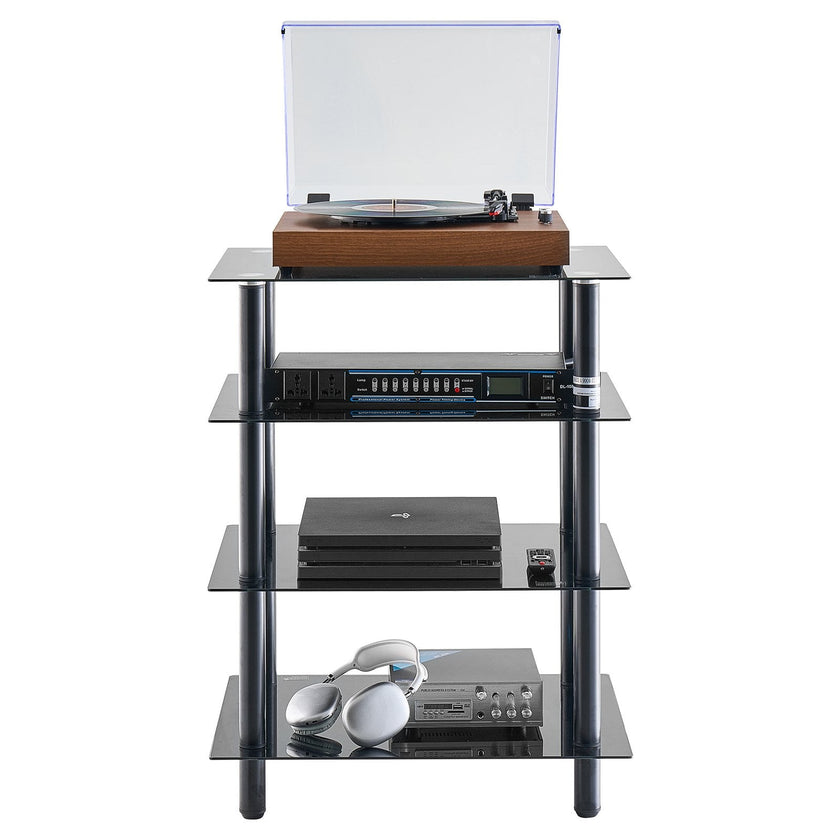 VEVOR 4-Tier AV Media Stand Strengthened Tempered Glass Audio-Video Media Stand