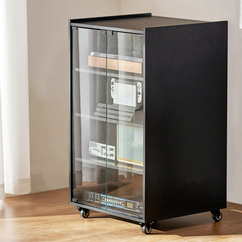 VEVOR 5-Tier AV Media Stand with Wheels Wooden Audio-Video Media Stand Black