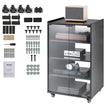 VEVOR 5-Tier AV Media Stand with Wheels Wooden Audio-Video Media Stand Black