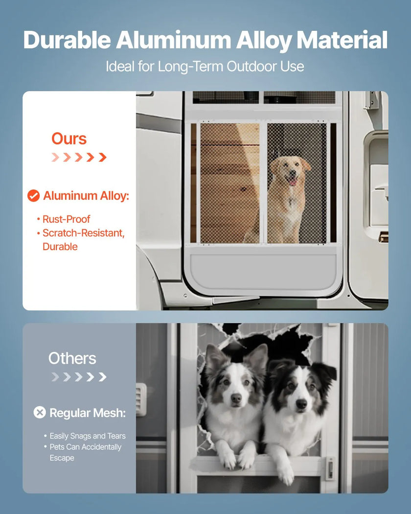 VEVOR RV Screen Door Protector 24 x 26 in Door Grille for Pet Protection White