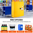VEVOR Flammable Safety Cabinet, 30 Gal, Cold-Rolled Steel Flammable Liquid Storage Cabinet, 43.1x18.1x50.1 in Explosion Proof with 1 Adjustable Shelf 2 Manual Closing Doors for Industrial Use, Yellow