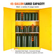 VEVOR Flammable Safety Cabinet, 45 Gal, Cold-Rolled Steel Flammable Liquid Storage Cabinet, 42.9 x 18.1 x 65.2 in Explosion Proof with 2 Adjustable Shelves 2 Manual Doors for Industrial Use, Yellow