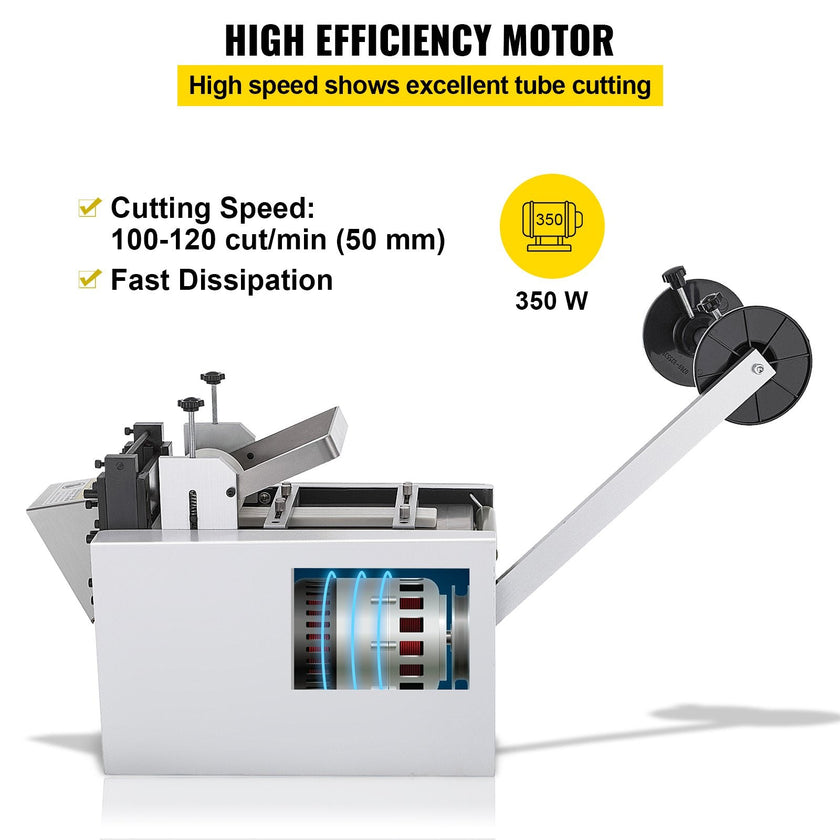 VEVOR Automatic Heat-Shrink Tube Cutting Machine 250W YS100 Tube Cable Pipe Cutter Precise Efficient Tube Cable Pipe Cutter Cutting Machine for Sleeve, Rubber/Plastic Tube, Small Wire, Sheet, Film