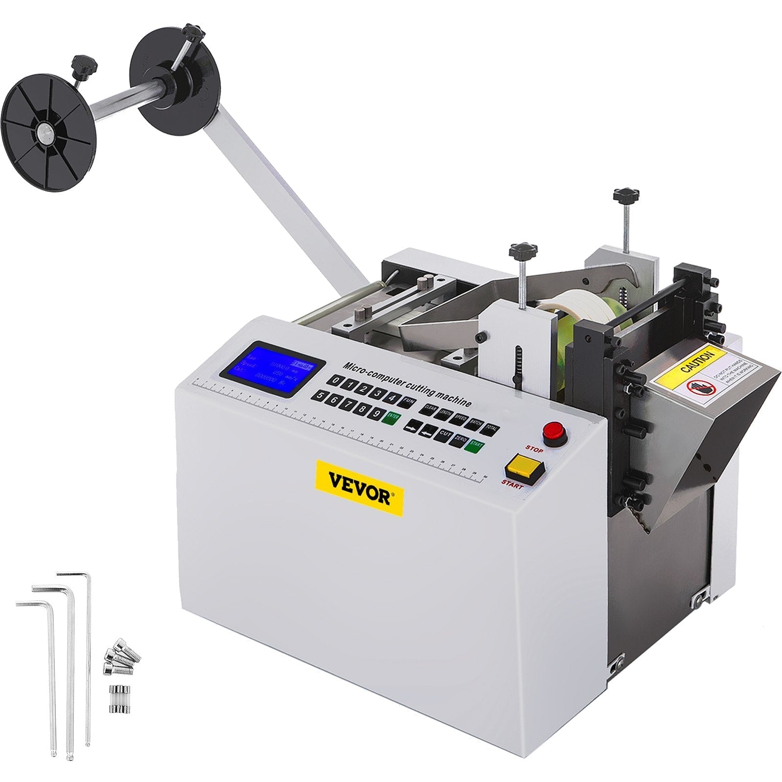 VEVOR Automatic Heat-Shrink Tube Cutting Machine 250W YS100 Tube Cable Pipe Cutter Precise Efficient Tube Cable Pipe Cutter Cutting Machine for Sleeve, Rubber/Plastic Tube, Small Wire, Sheet, Film