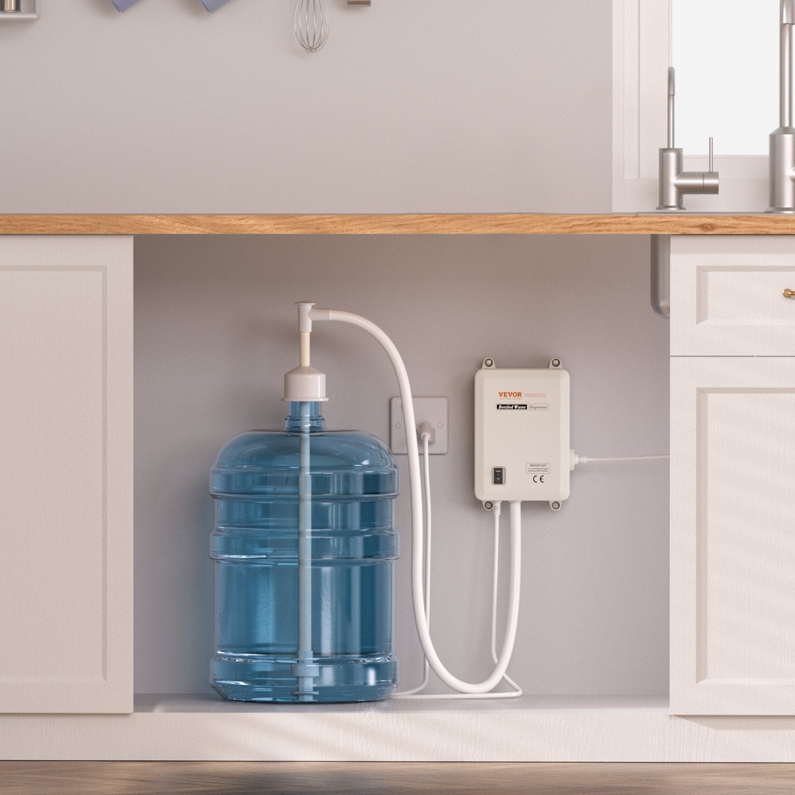 VEVOR Pump 115 with US Plug Perfect for 5 Gallon Voltage White Single Outlet, Bottled Water Dispensing System