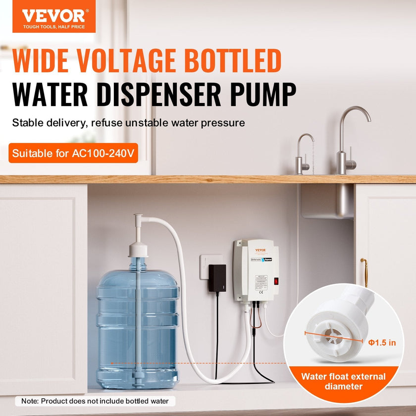 VEVOR 20 ft Bottled Water System, Water Dispensing System Single Inlet US Plug with AC/DC Adapter Suitable for Refrigerator Ice Maker Coffee Makers and Water Dispensers