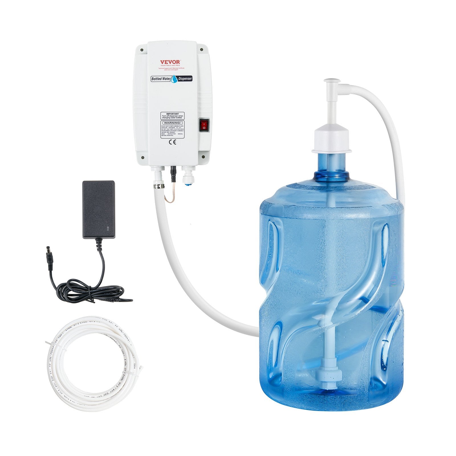 VEVOR 20 ft Bottled Water System, Water Dispensing System Single Inlet US Plug with AC/DC Adapter Suitable for Refrigerator Ice Maker Coffee Makers and Water Dispensers