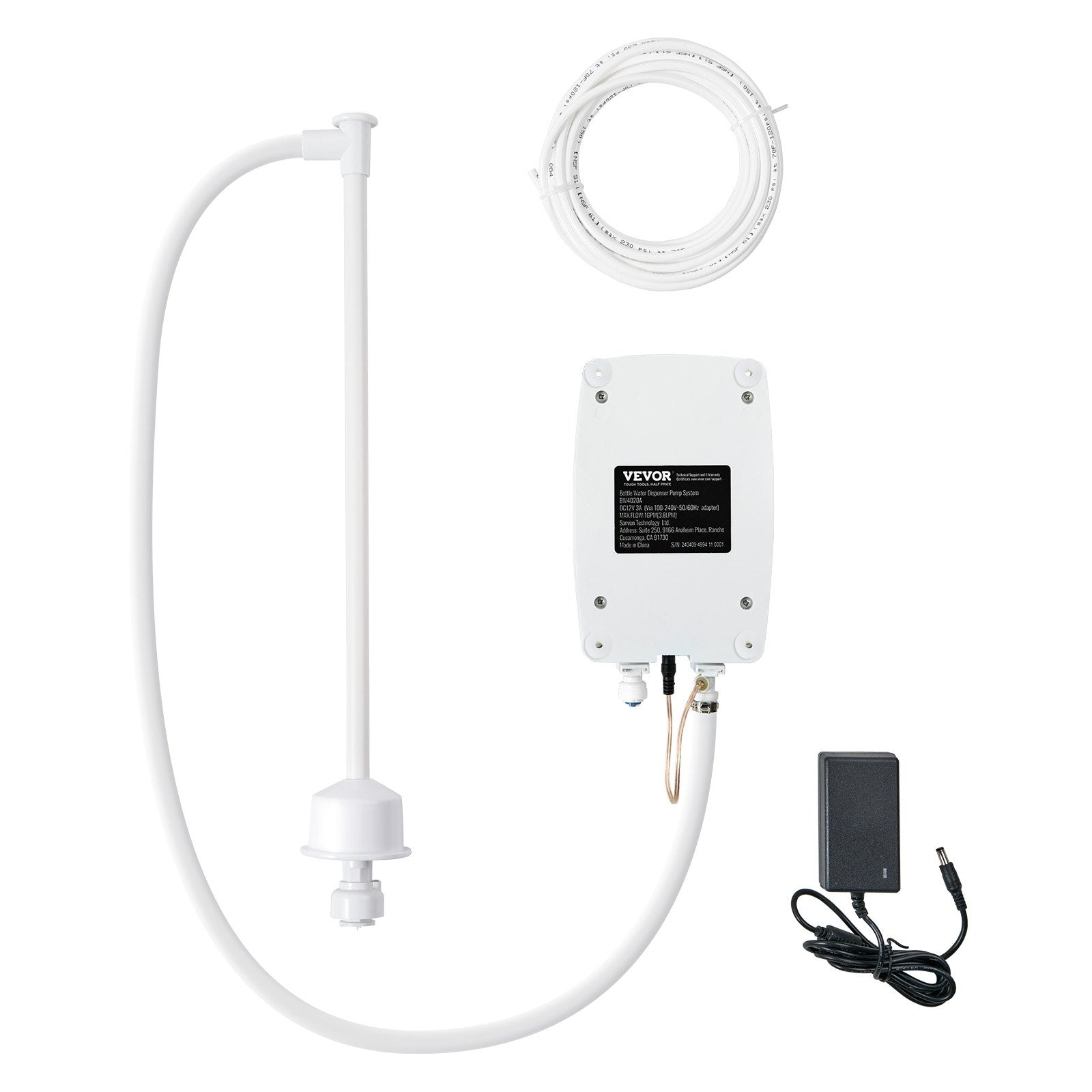 VEVOR 20 ft Bottled Water System, Water Dispensing System Single Inlet US Plug with AC/DC Adapter Suitable for Refrigerator Ice Maker Coffee Makers and Water Dispensers