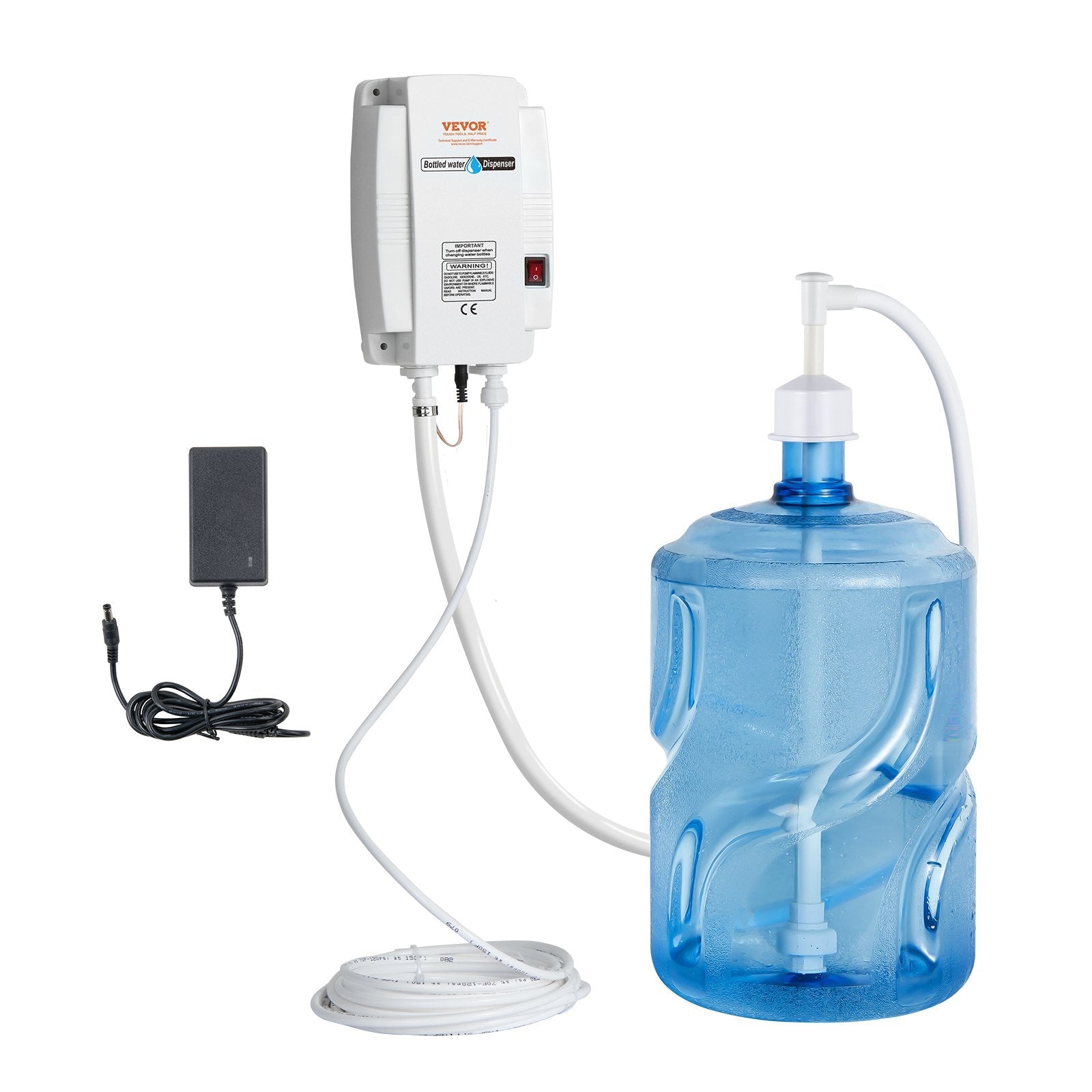 VEVOR 20 ft Bottled Water System, Water Dispensing System Single Inlet US Plug with AC/DC Adapter Suitable for Refrigerator Ice Maker Coffee Makers and Water Dispensers
