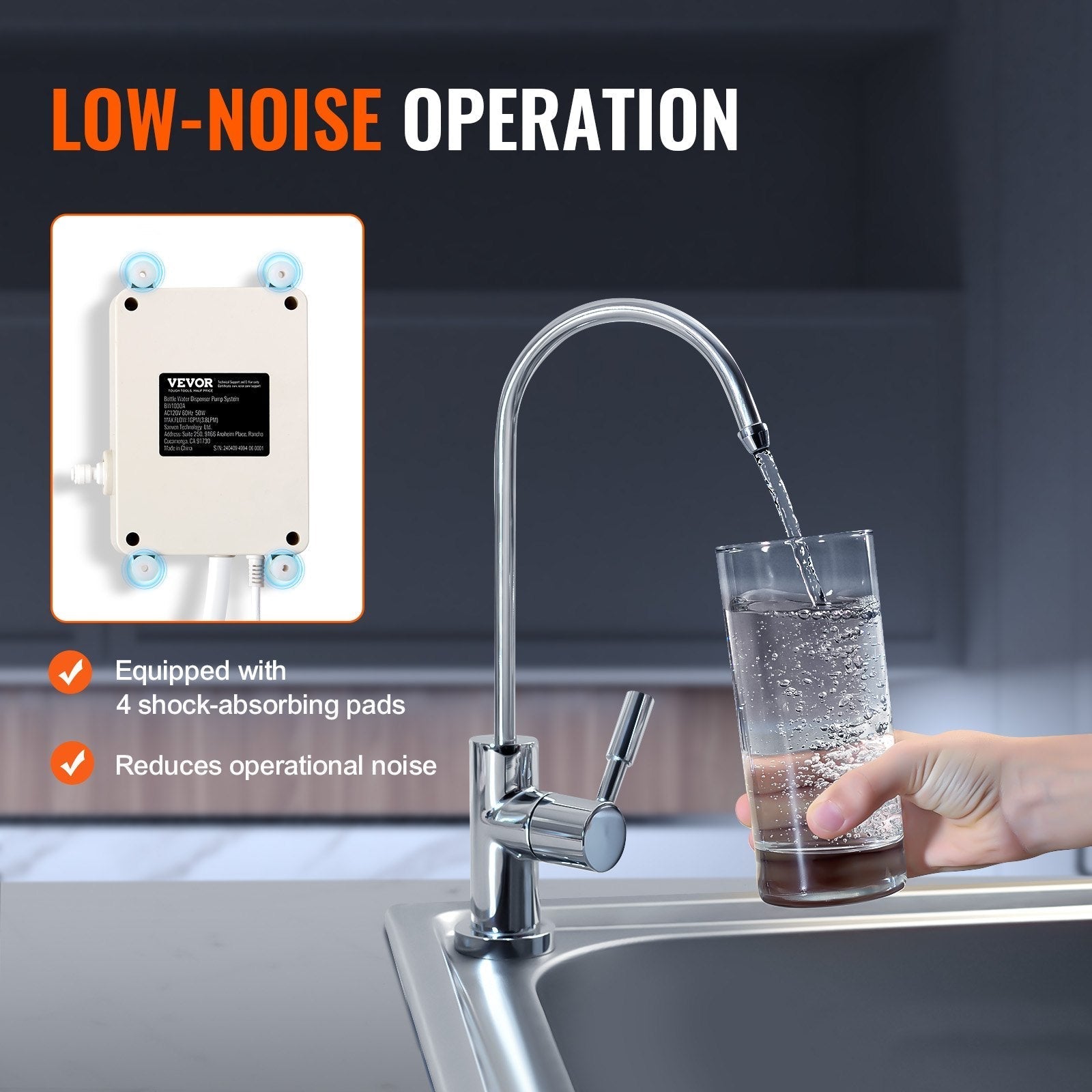 VEVOR Bottled Water Dispensing System 20 ft Water Dispensing Pump System with US Plug 115V AC Perfect for 5 Gallon Bottle (Dual Inlet) Bottled Water Dispensing System 20 ft with with US Plug 115V AC P